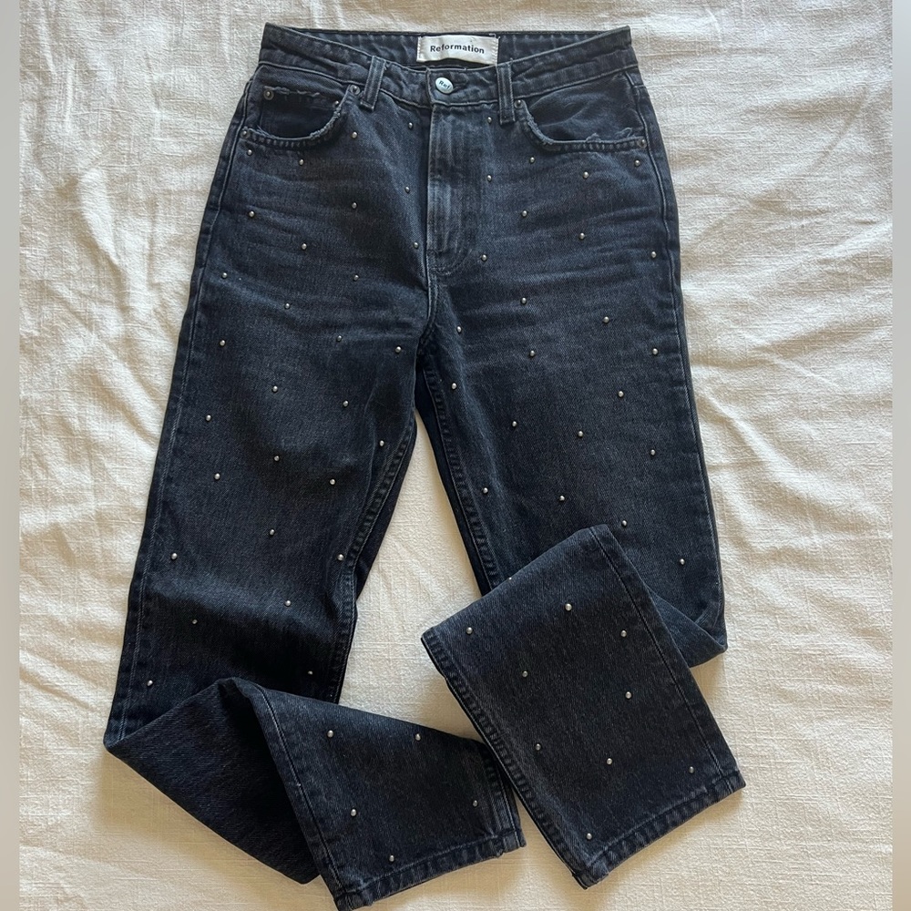 REFORMATION - Studded Straight Leg Harley Jeans